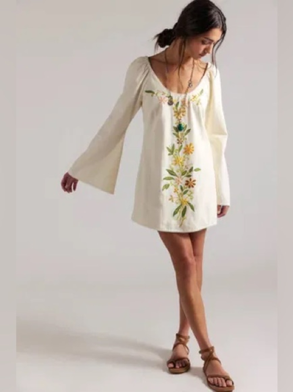 Free People Spring Fling Mini Dress M Sugar Sweetie Embroidered Cottage Boho NWT